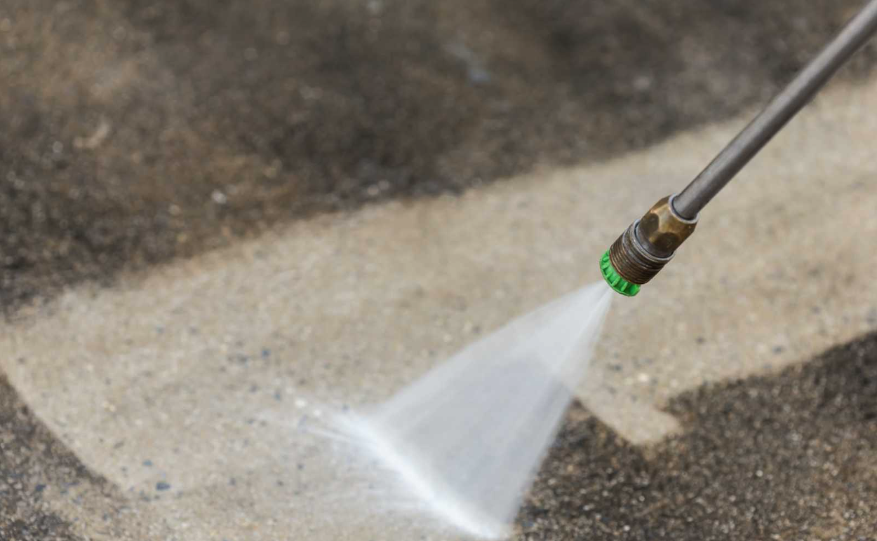 Concrete powerwashing example